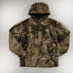 Under Armour Camo Hoodie Size S Loose Fit Realtree Hunting Sweatshirt Pullover